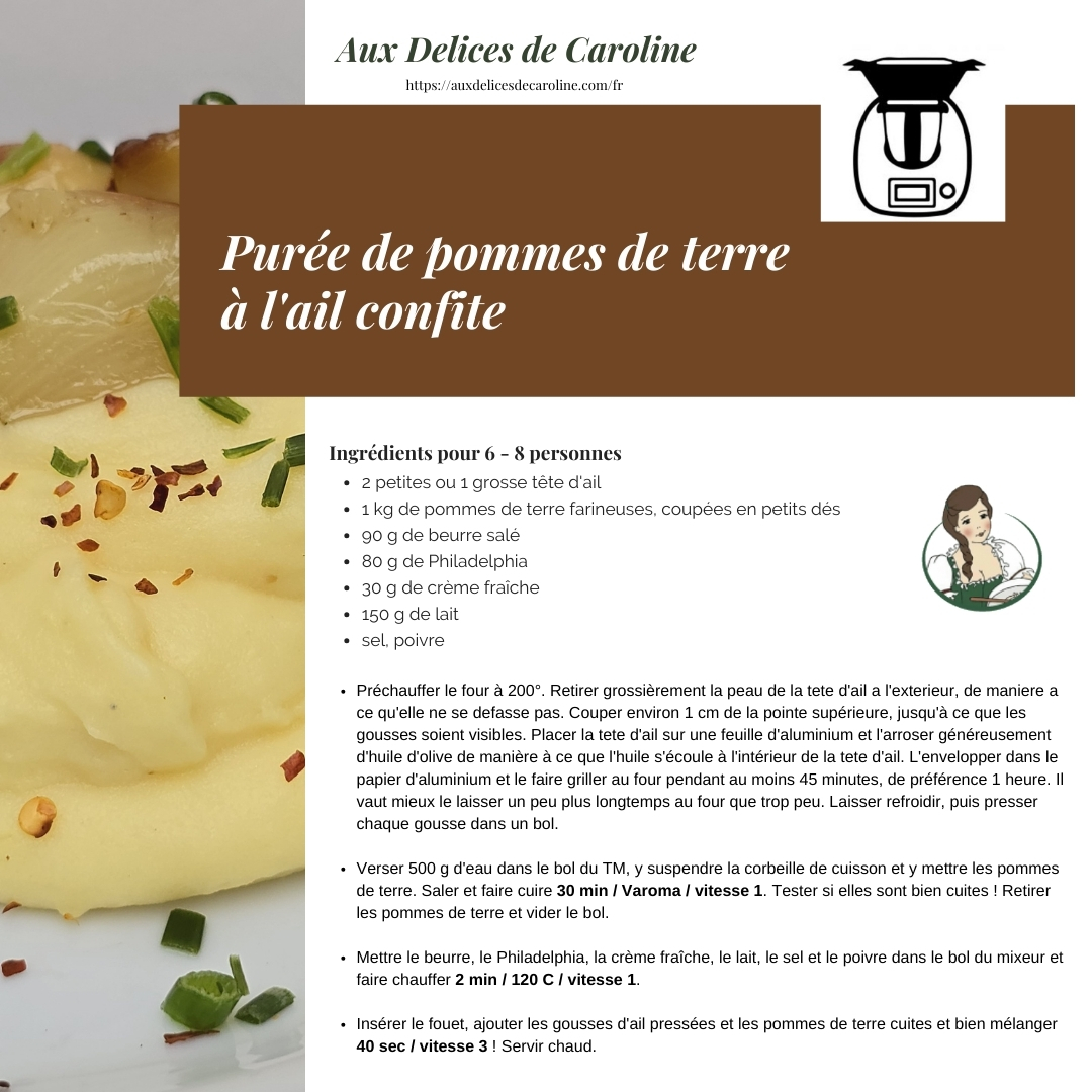Purée de pommes de terre à l'ail confite (traditionelle & Thermomix)