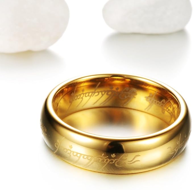 Anillo único chapado en oro de El Señor de los Anillos - Imagen 2
