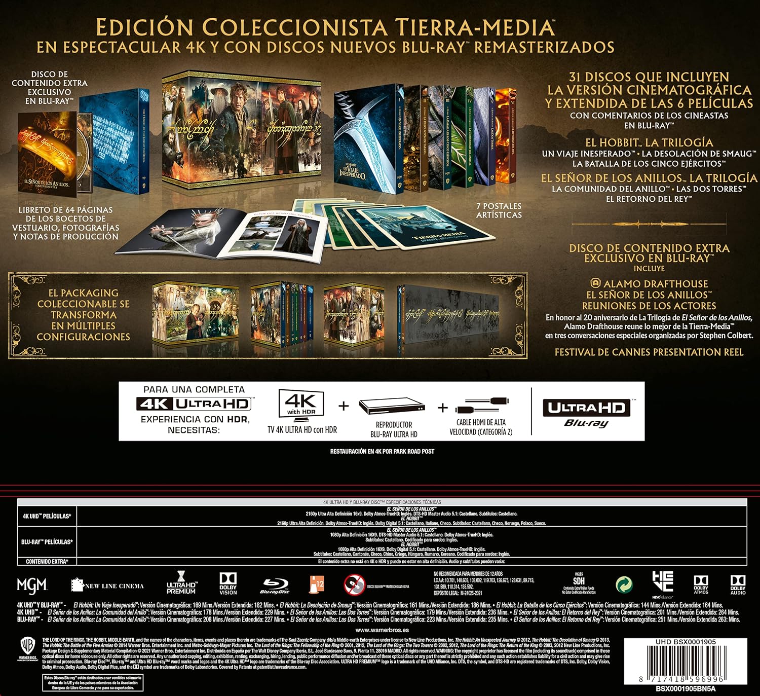 Pack Tierra Media (El Hobbit + El Señor de los Anillos) – Edición Coleccionista 4K UHD + Blu-ray (31 discos) - Imagen 2