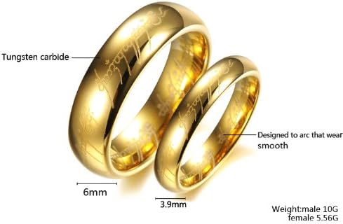 Anillo único chapado en oro de El Señor de los Anillos - Imagen 3