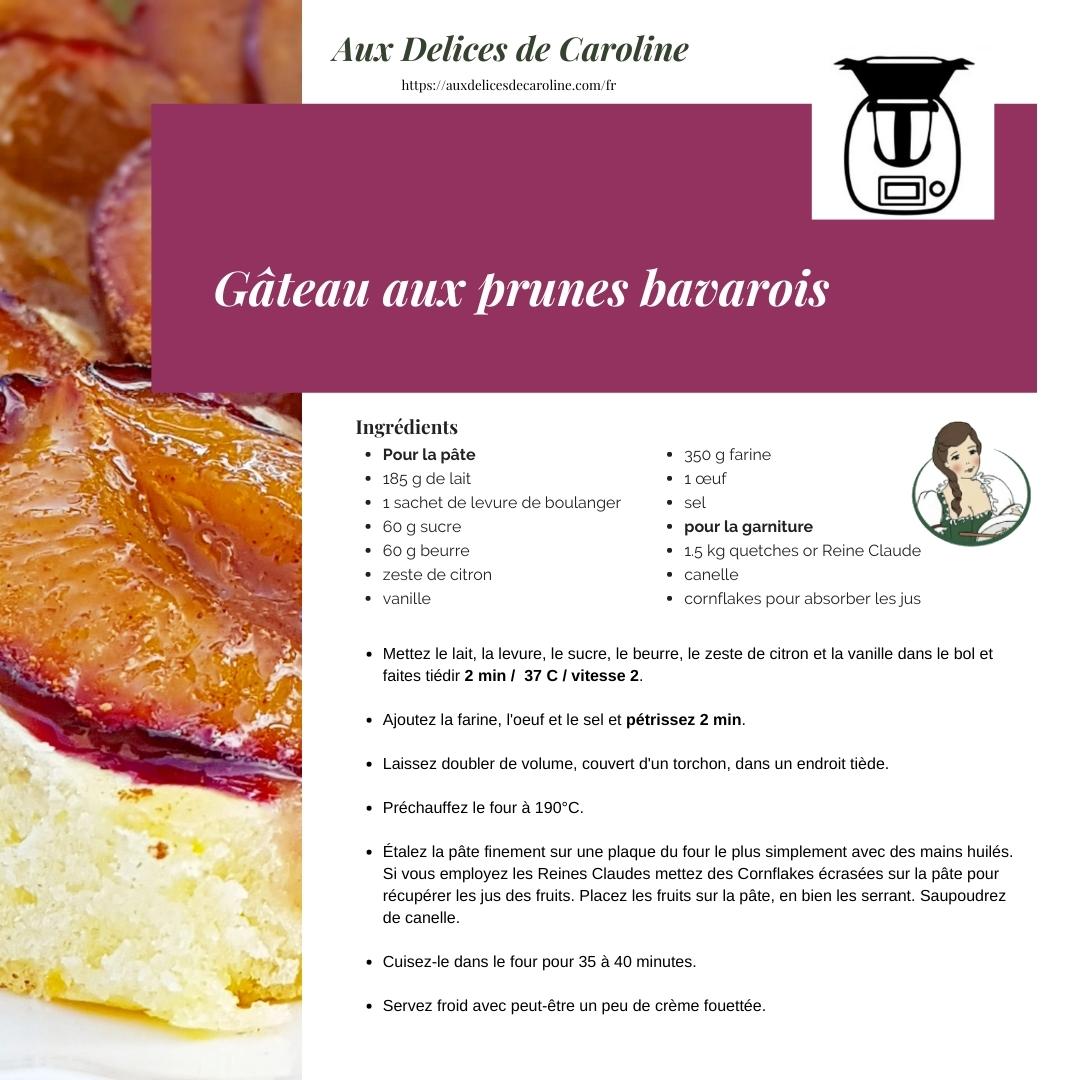 Gâteau aux quetsches / prunes bavarois (traditionelle & Thermomix)