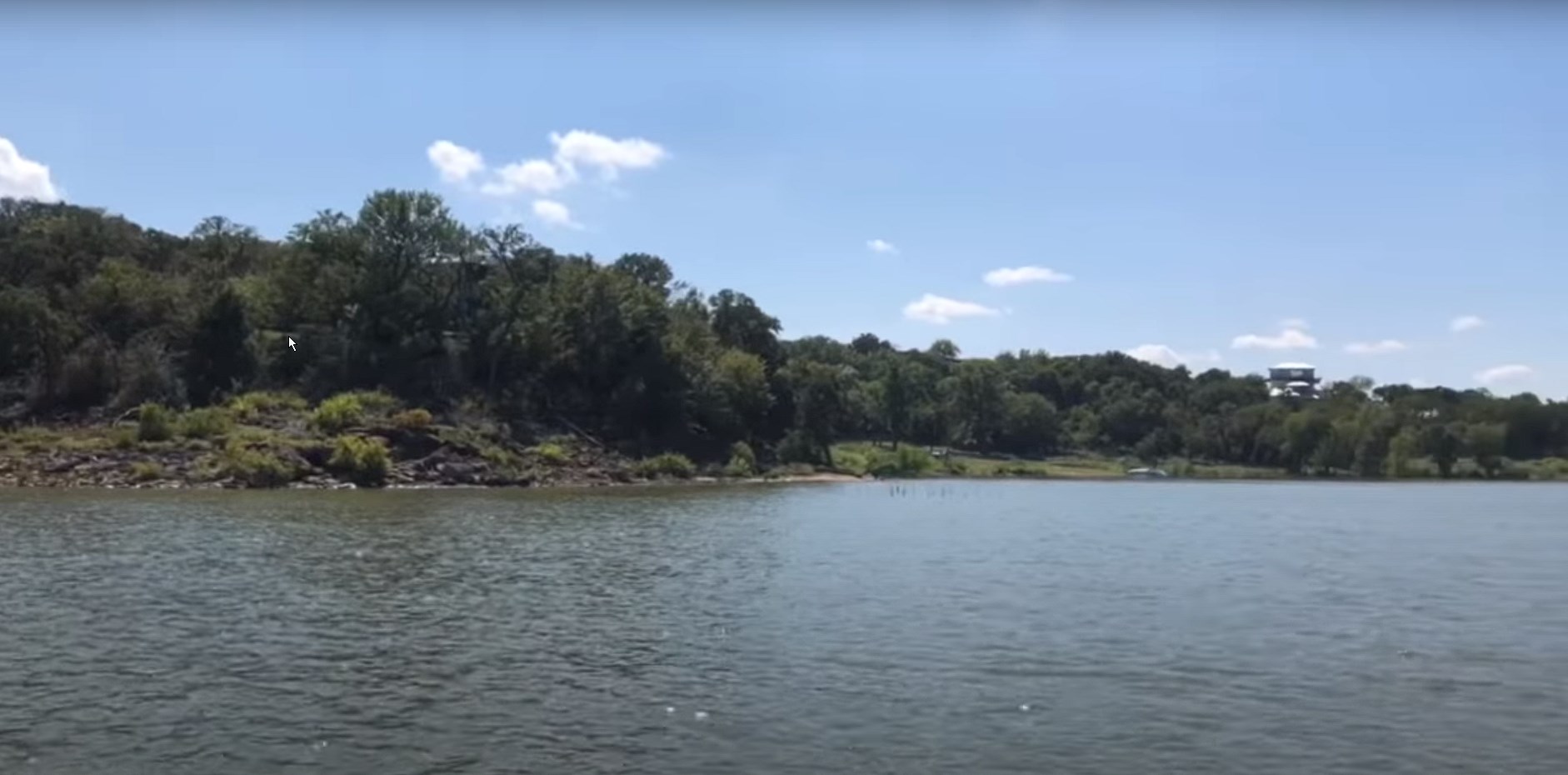 View of the shore from Lake Grapevine in Grapevine, TX