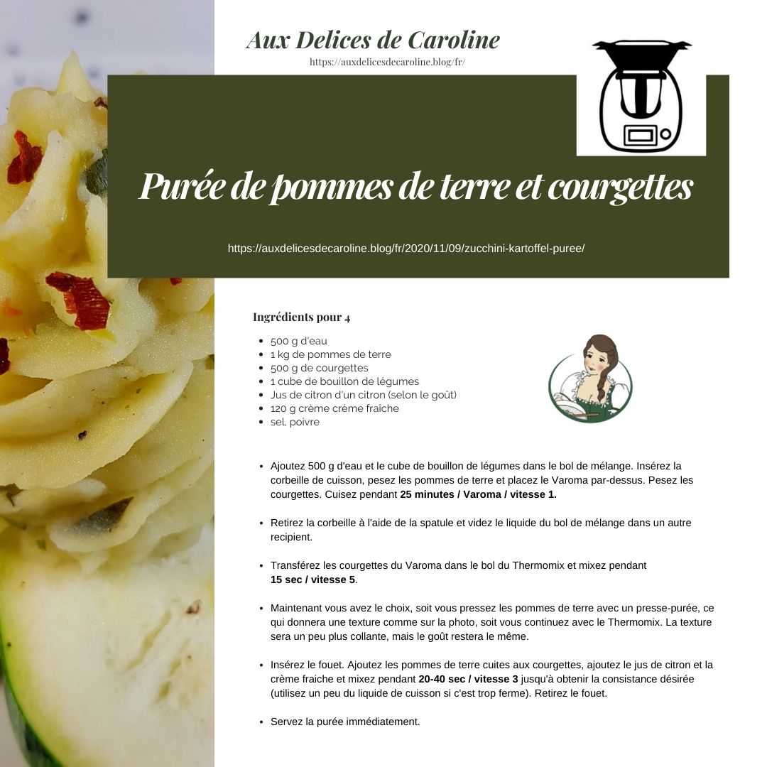 Purée de pommes de terre et courgettes (traditionelle et Thermomix)