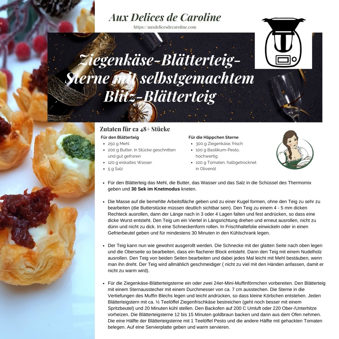 Ziegenkäse-Blätterteig-Sterne mit selbstgemachtem Blitz-Blätterteig (traditionell und Thermomix)