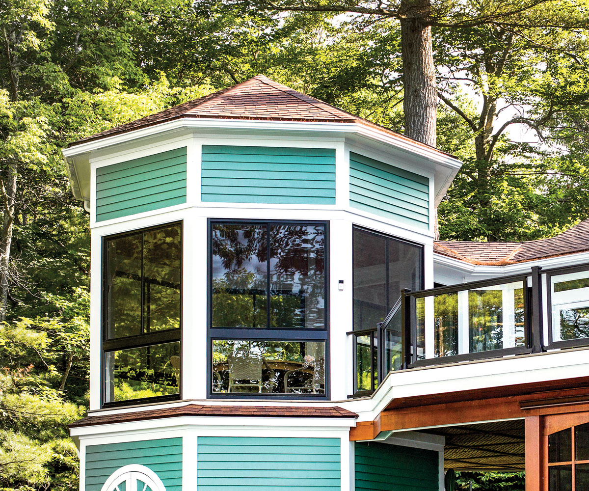 Akron Ohio enclosed porch pavilion with glass and screen window panels