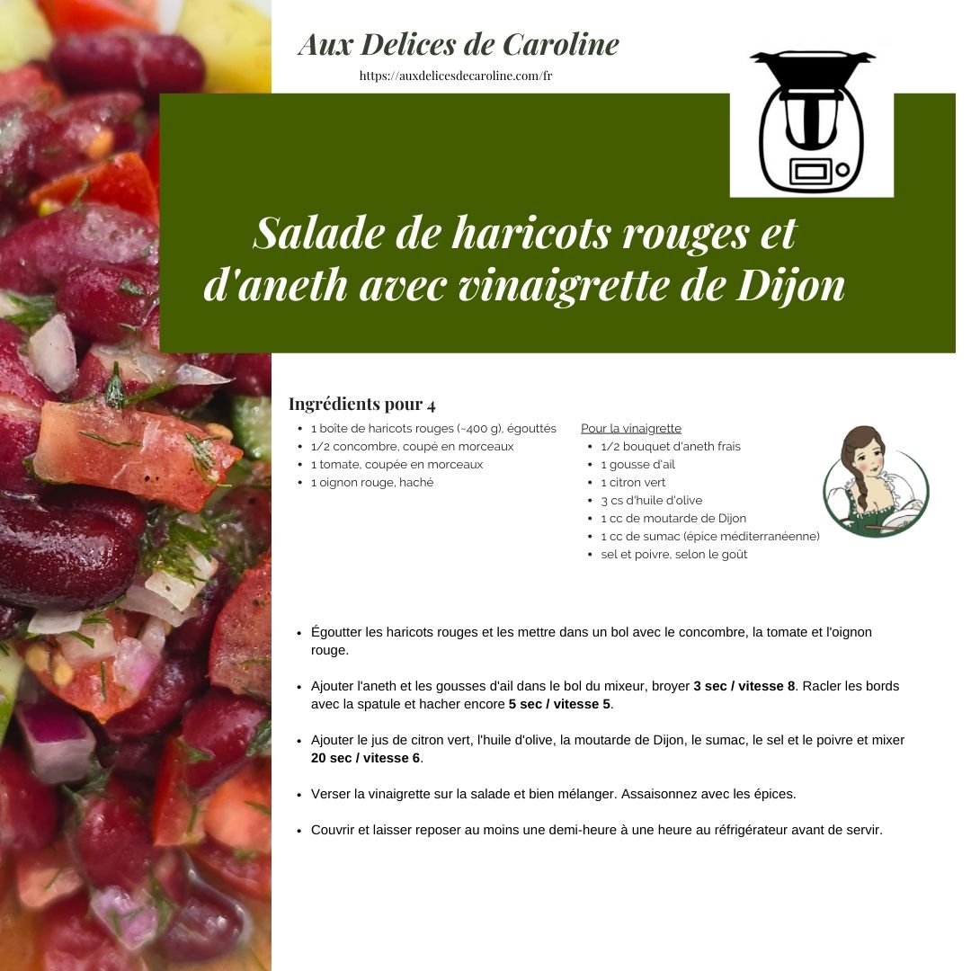 Salade de haricots rouges et d'aneth avec vinaigrette de Dijon (traditionnelle & Thermomix)