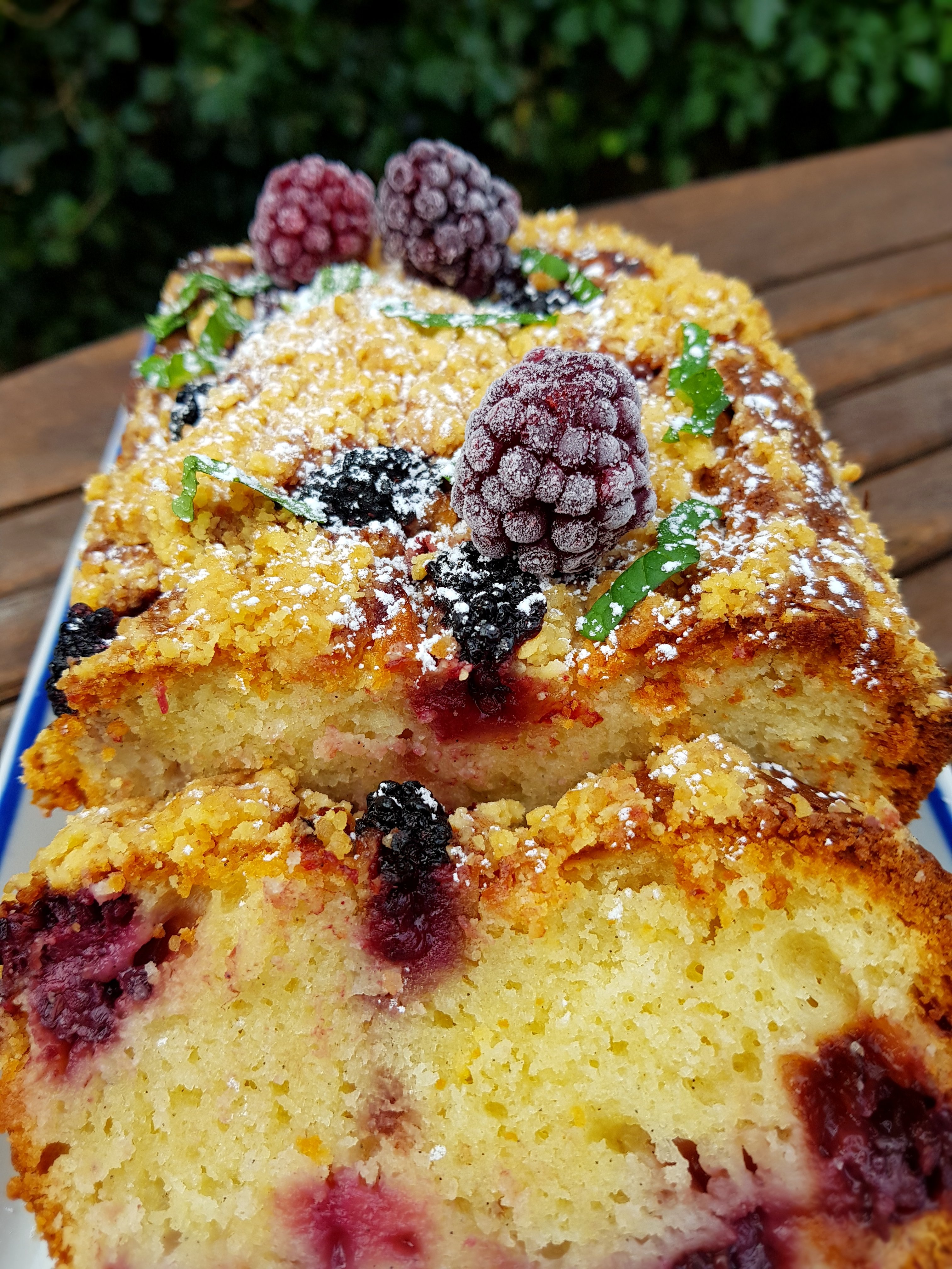 Crumble Cake aux myrtilles (traditionelle & Thermomix)