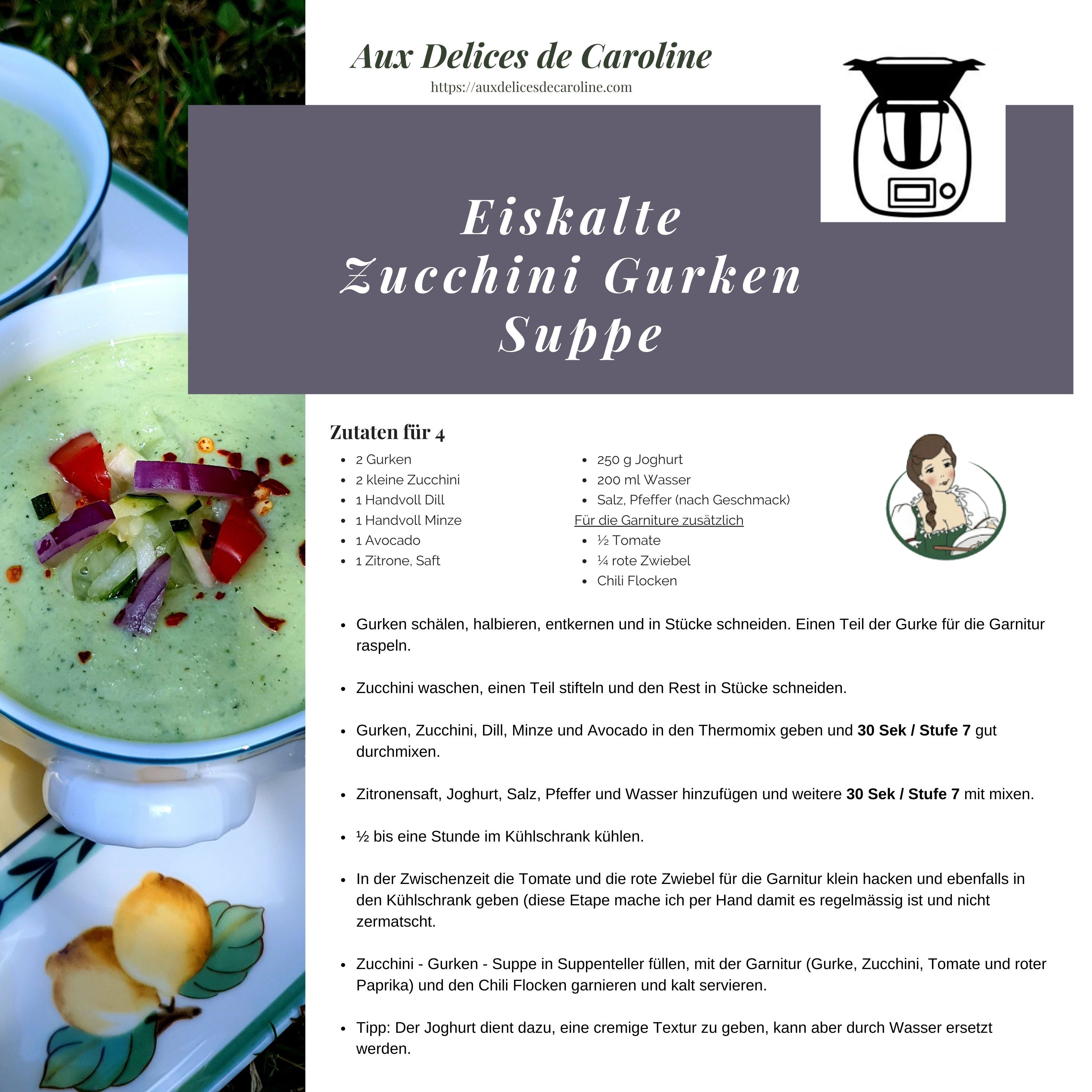 Eiskalte Zucchini Gurken Suppe (traditionnel & Thermomix)