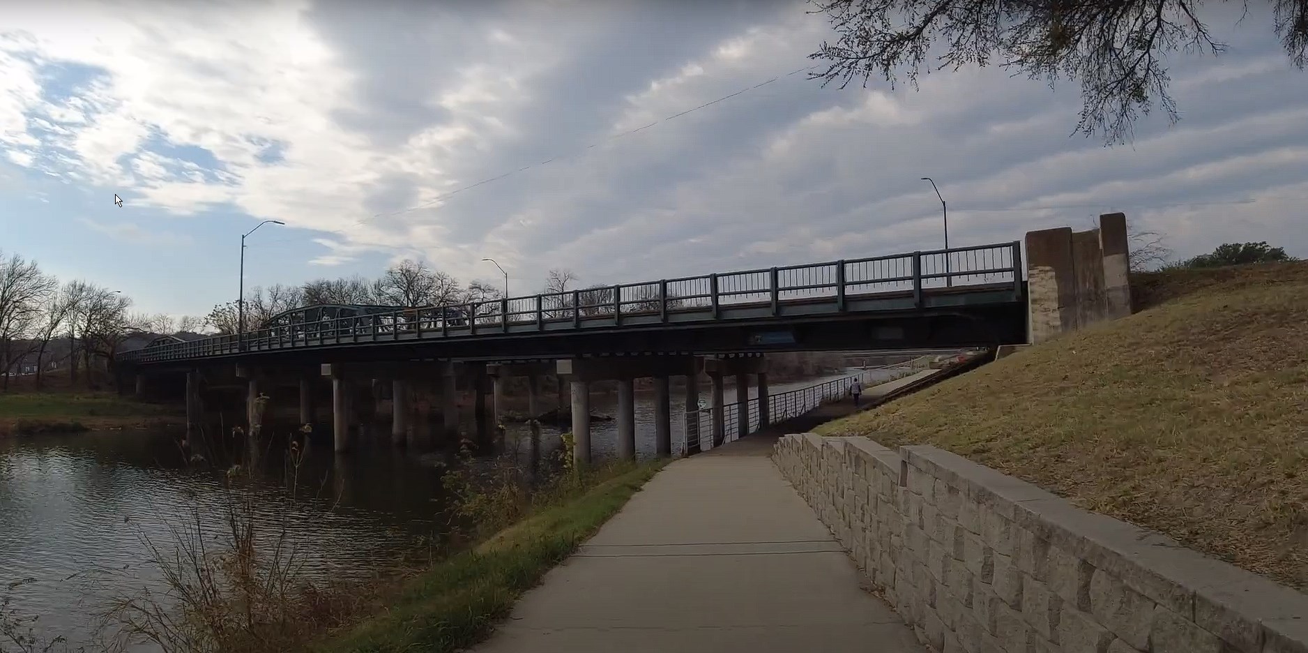 Trail going under a bridge on the Trinity River Trails in Fort Worth,TX