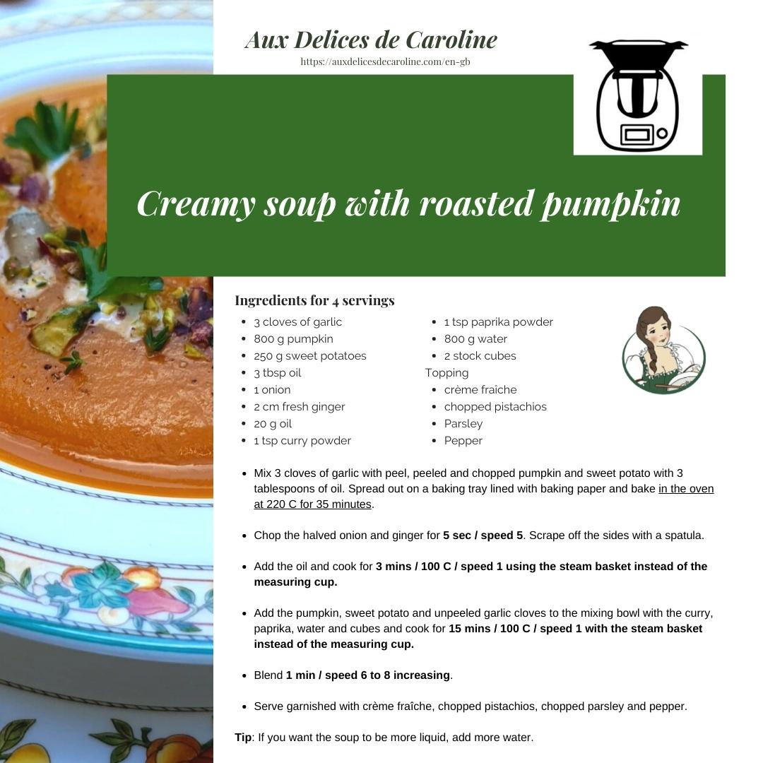Creamy soup with roasted pumpkin (traditional & Thermomix)
