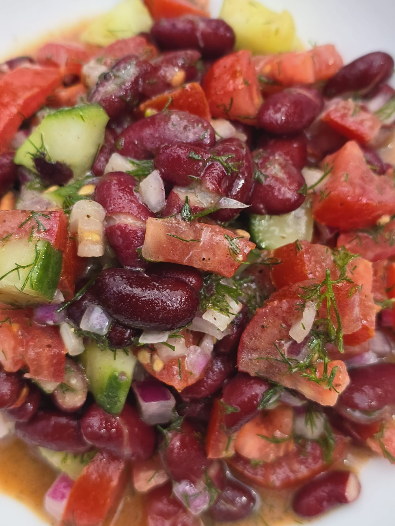 Salade de haricots rouges et d'aneth avec vinaigrette de Dijon (traditionnelle & Thermomix)