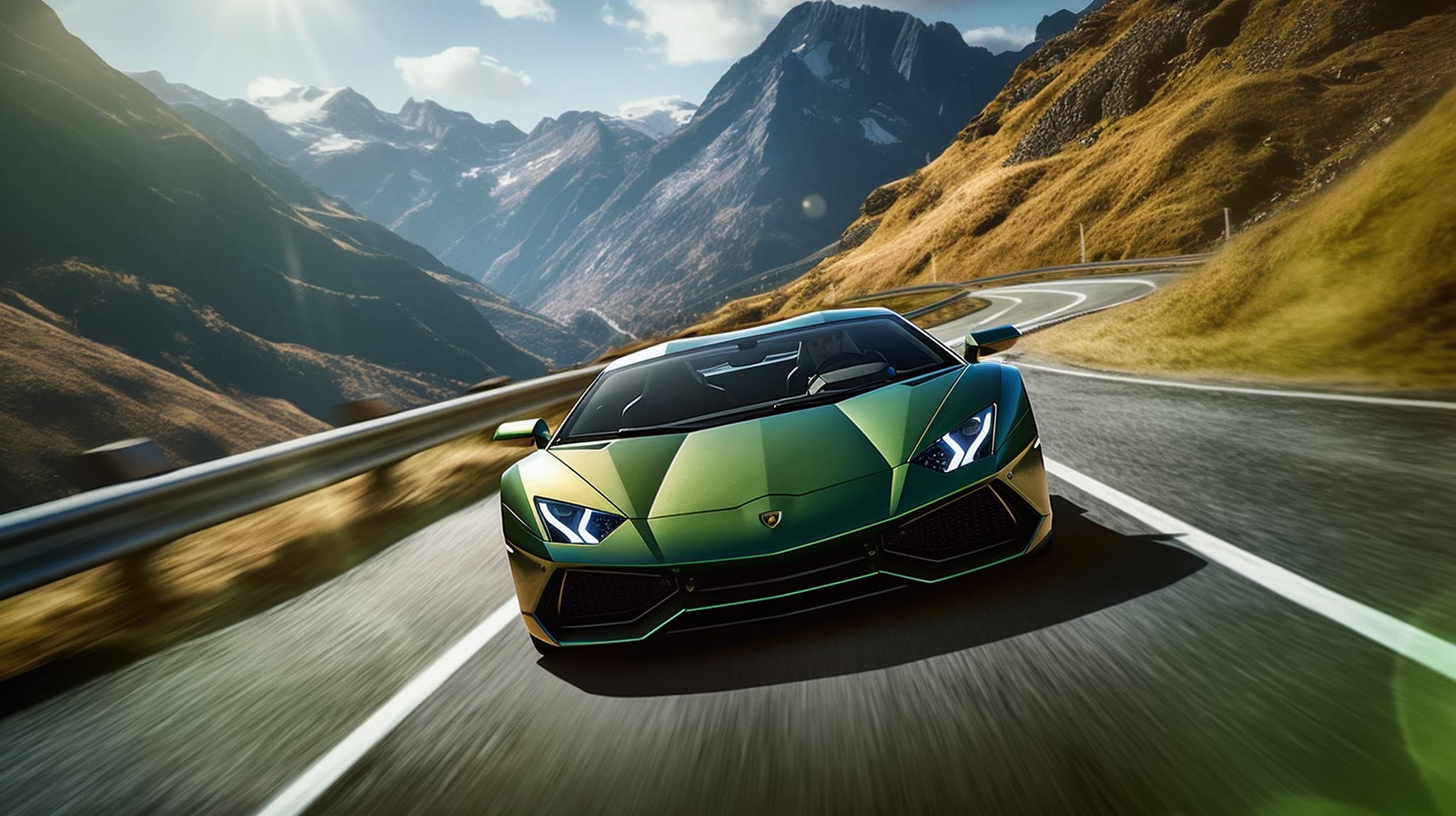 Lamborghini  riding up the hill