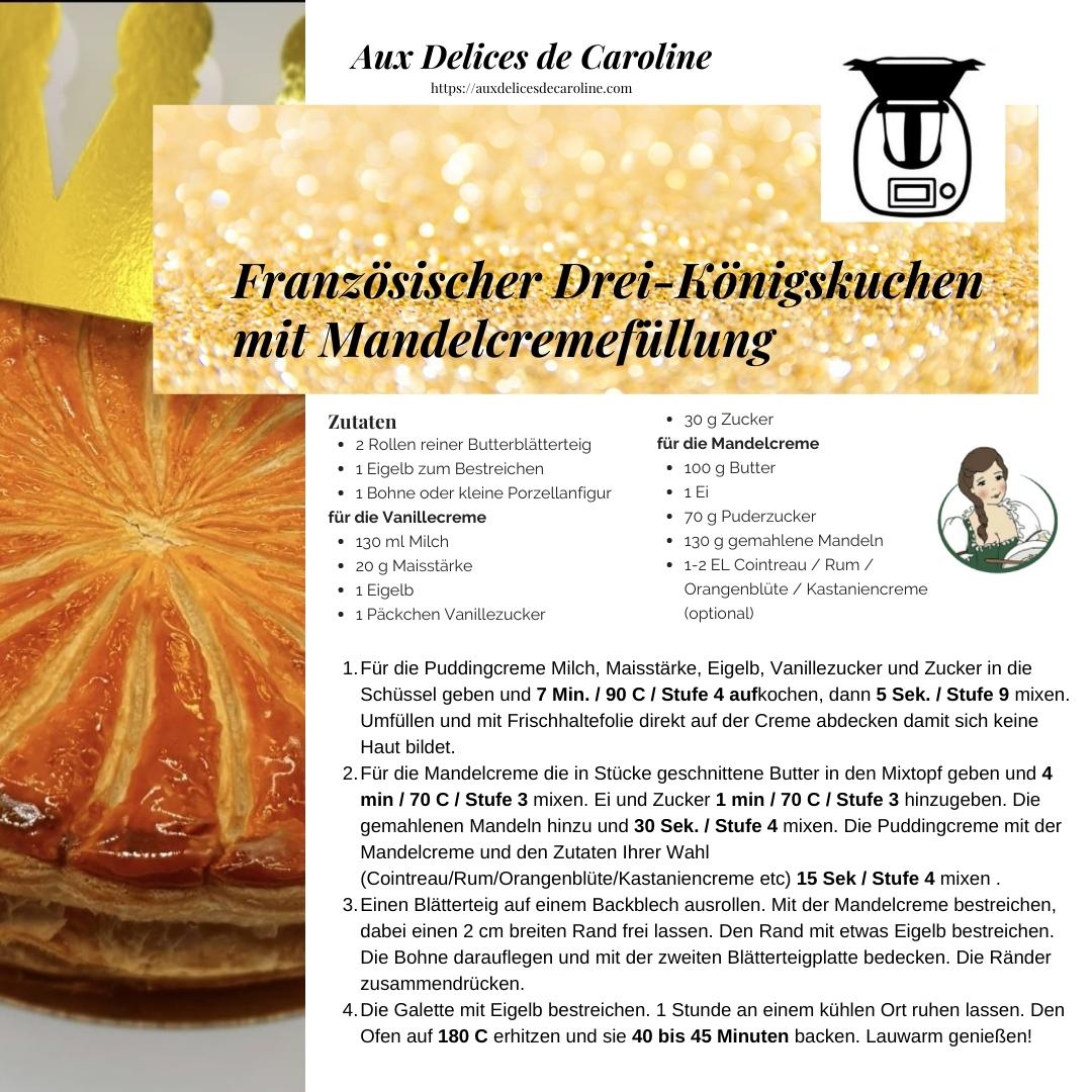 Französischer Drei-Königskuchen mit Mandelcremefüllung "Galette des rois" (traditionell & Thermomix)