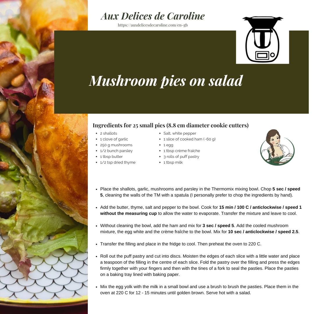 Mushroom pies on salad (traditional & Thermomix)