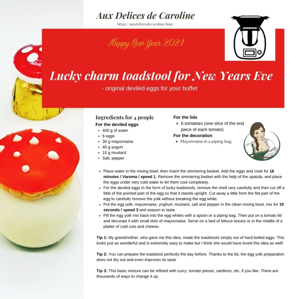 Lucky charm toadstool for New Year Parties and buffets (traditional & Thermomix)