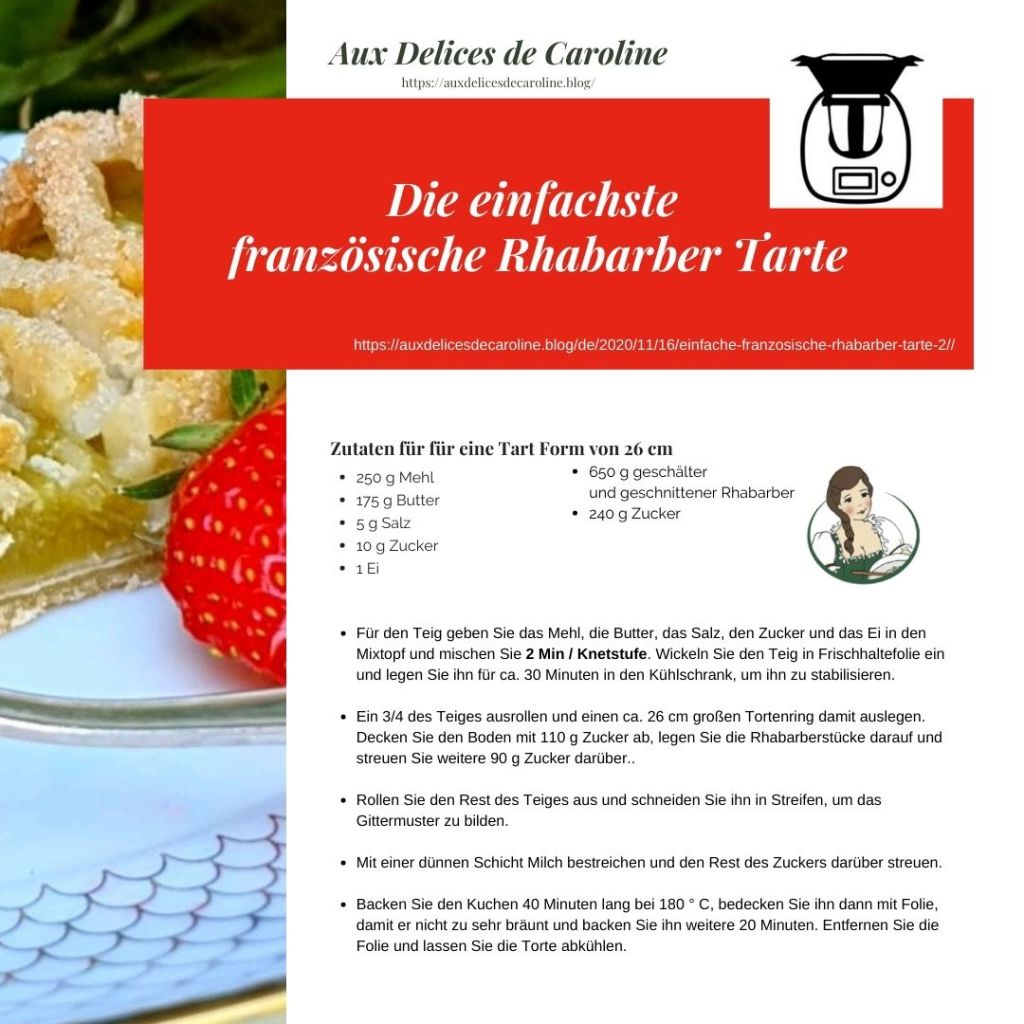 Einfache französische Rhabarber Tarte (traditionelle Methode & Thermomix)