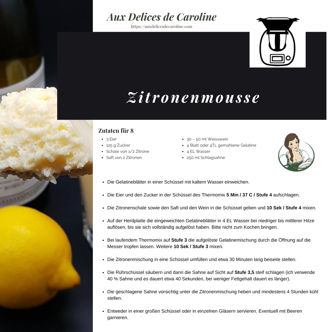 Zitronen Mousse (traditionnel & Thermomix)
