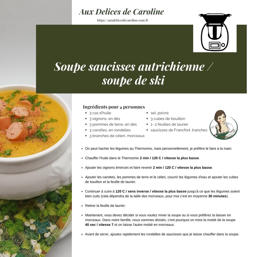 Soupe saucisses autrichienne ou soupe de ski (Traditionelle & Thermomix)