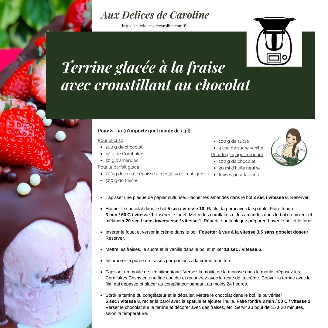 Terrine glacée à la fraise avec croustillant au chocolat (traditional & Thermomix)