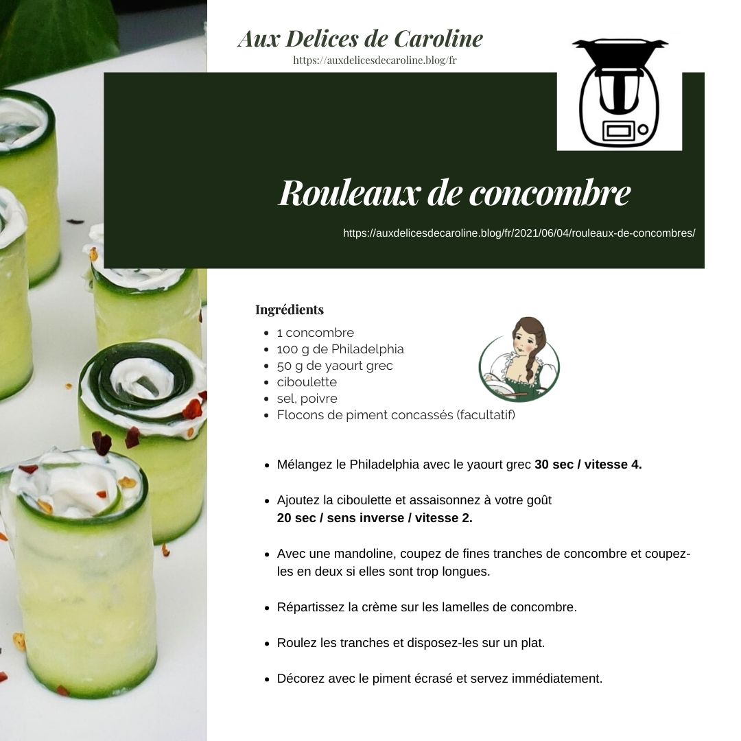 Rouleaux de concombres (traditionelle & Thermomix)