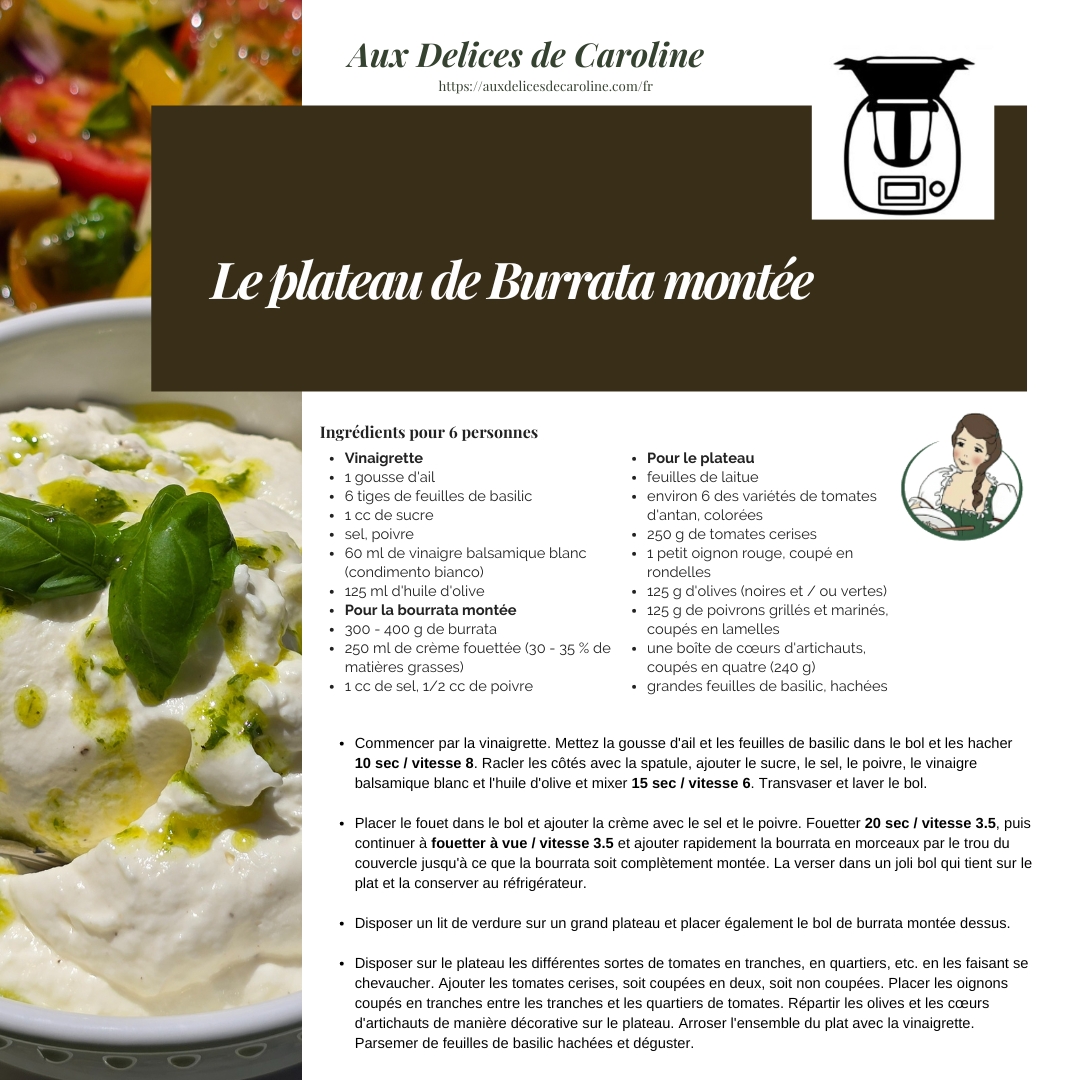 Le plateau de Burrata montée (traditionnel & Thermomix)