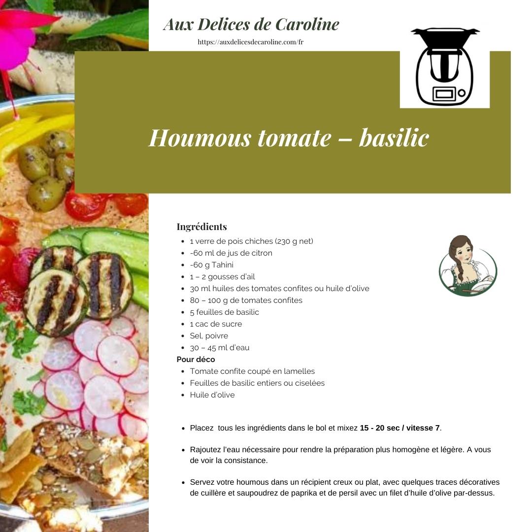 Hummus Tomate Basilic (Traditionelle & Thermomix)
