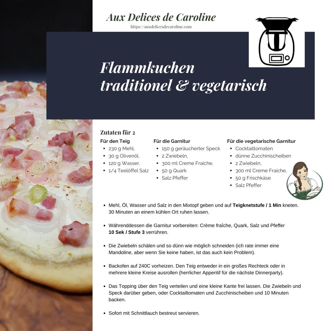 Flammkuchen mit Speck oder Vegetarisch (traditionel & Thermomix)