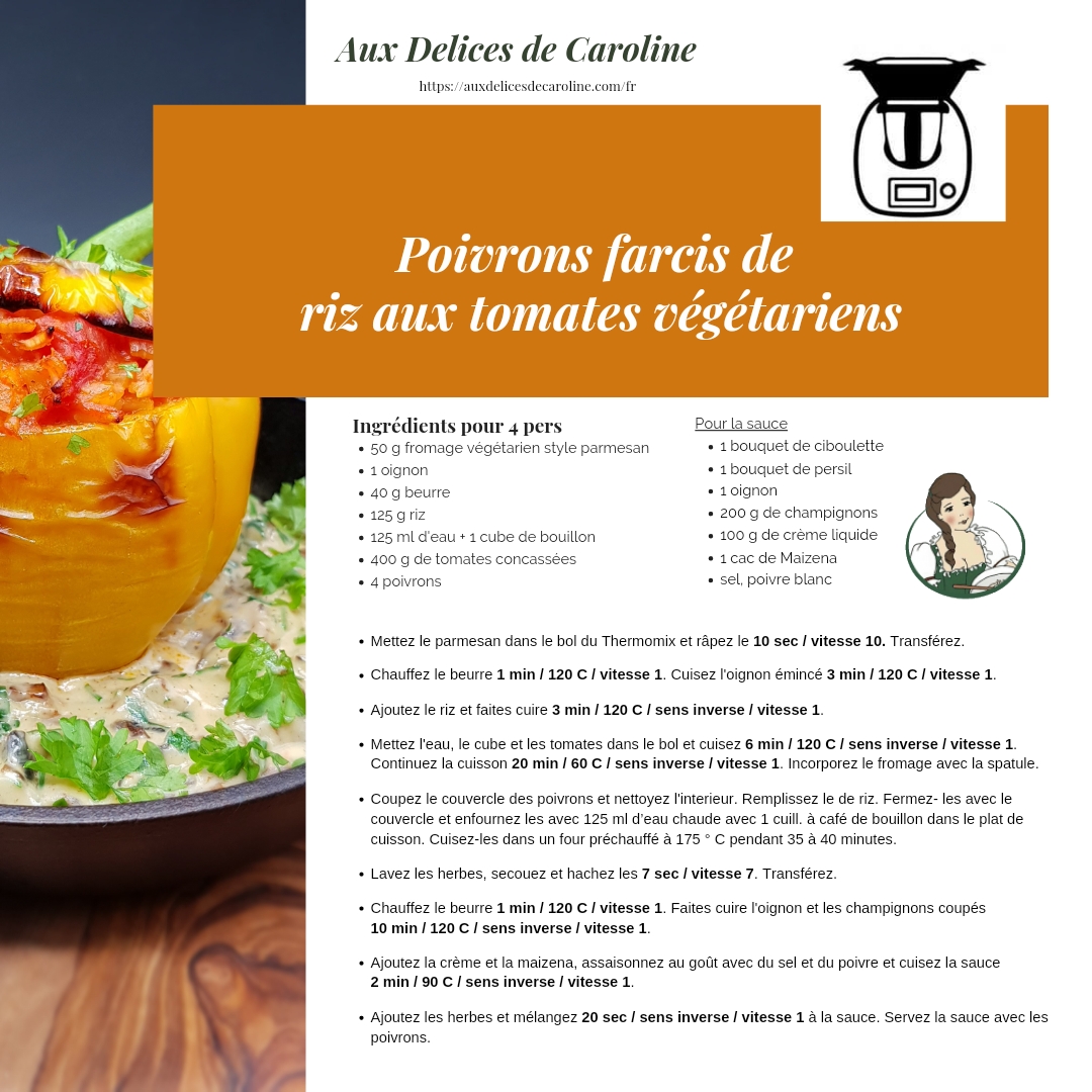 Poivrons farcis de riz aux tomates végétariens (traditionelle & Thermomix)