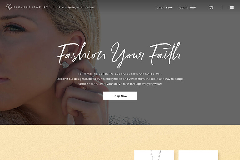 Elevare Jewelry's redesigned website features faith-inspired jewelry.