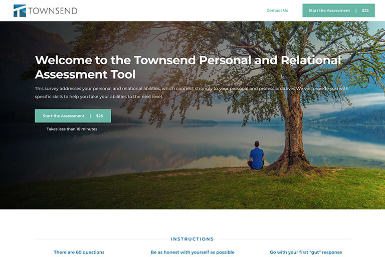 Website redesign for Dr. Townsend's TPRAT, Townsend Personal and Relational Assessment Tool