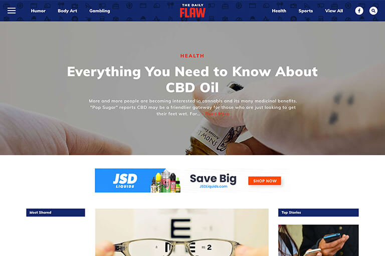 The new Daily Flaw website features vape-related blog content.