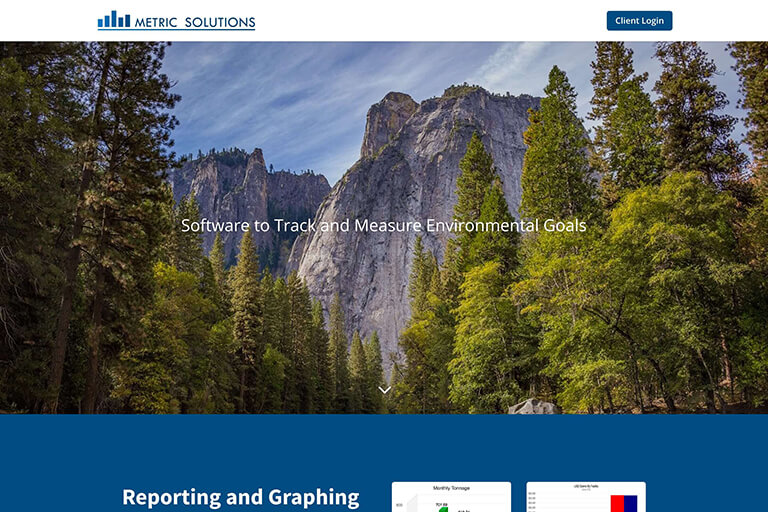 The new Metric Solutions website features environmental measurement and tracking.