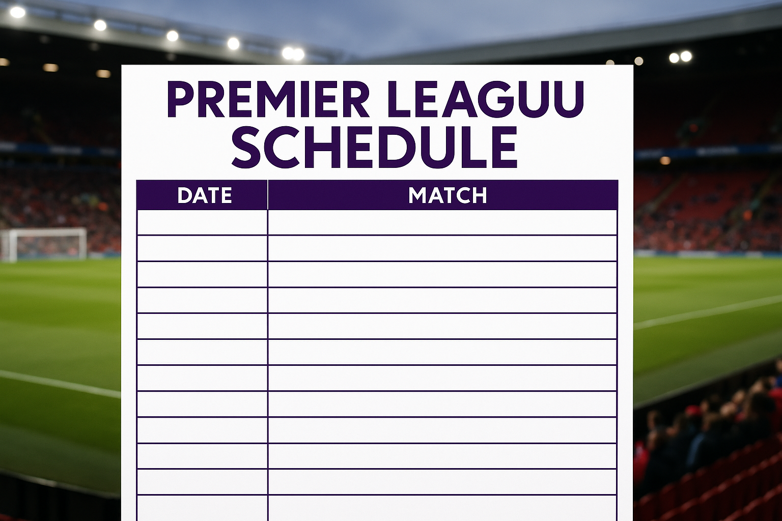 premier league schedule