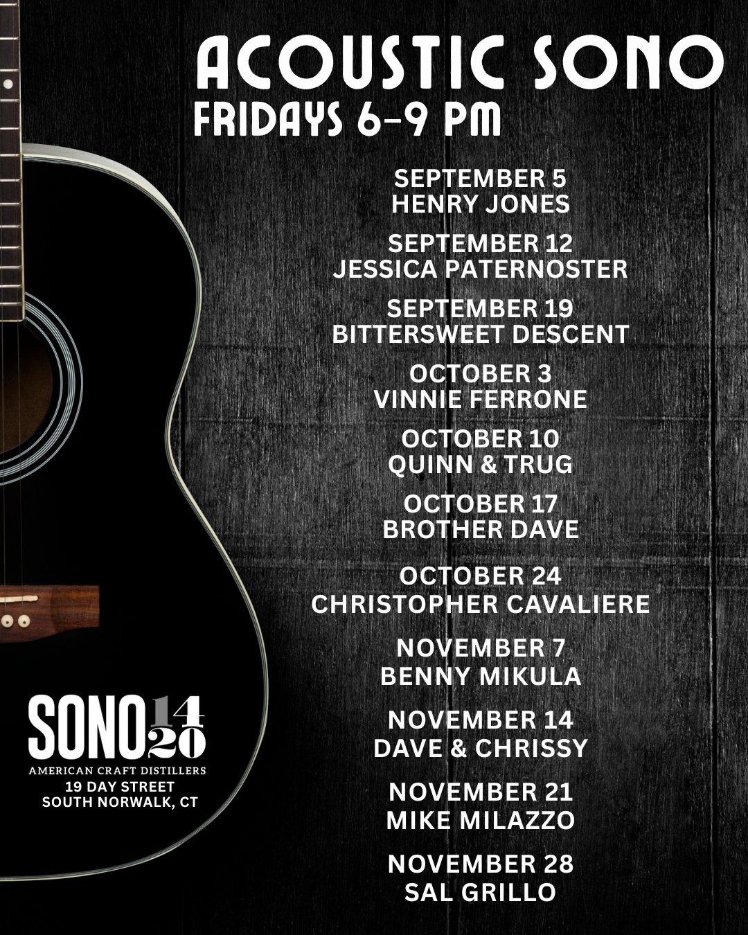 Acoustic SONO Music Series Fridays 6 to 9 pm