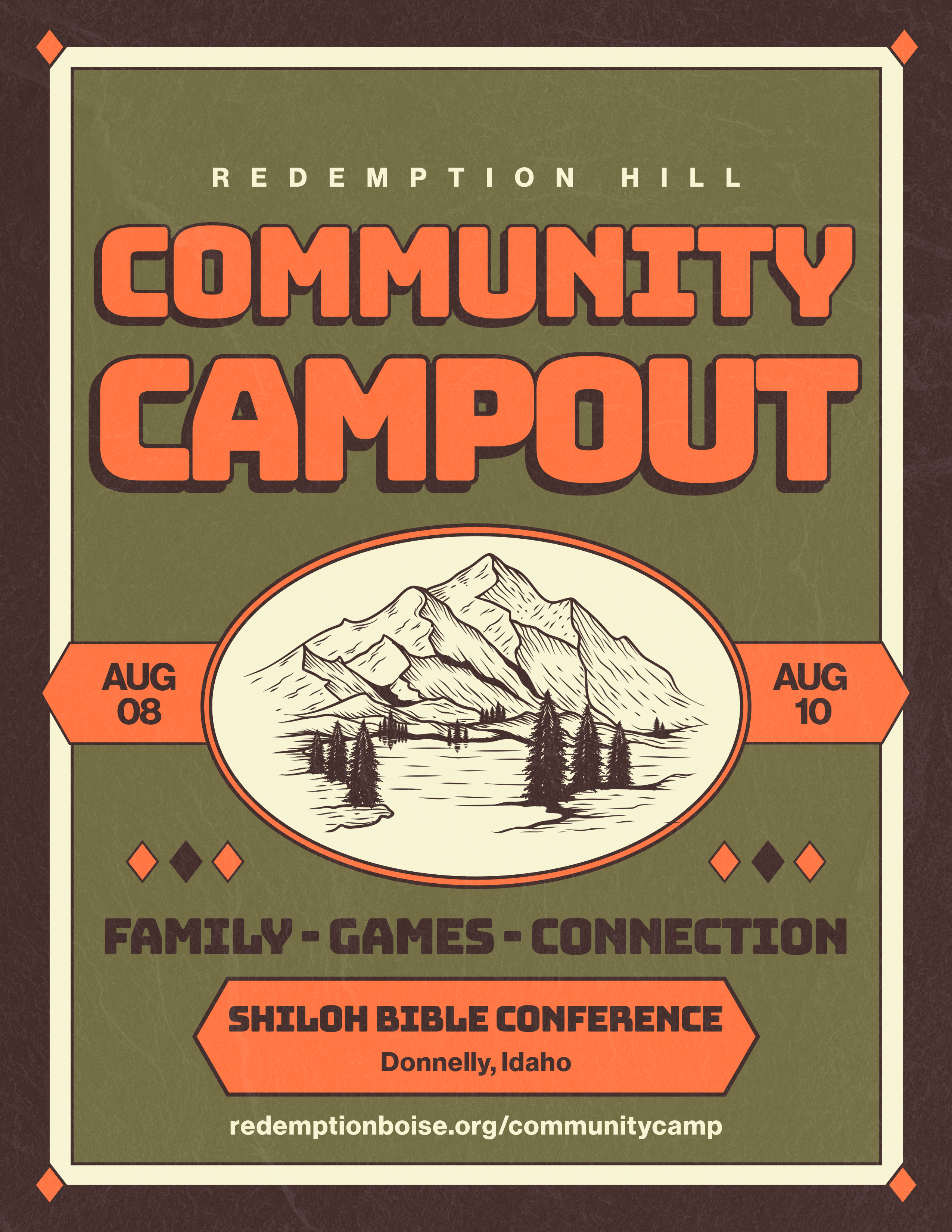 Community Campout is August 8-10 this year, at Shiloh Bible Conference. Go to www.redemptionboise.org/community-campout to learn more and click the button below to register.