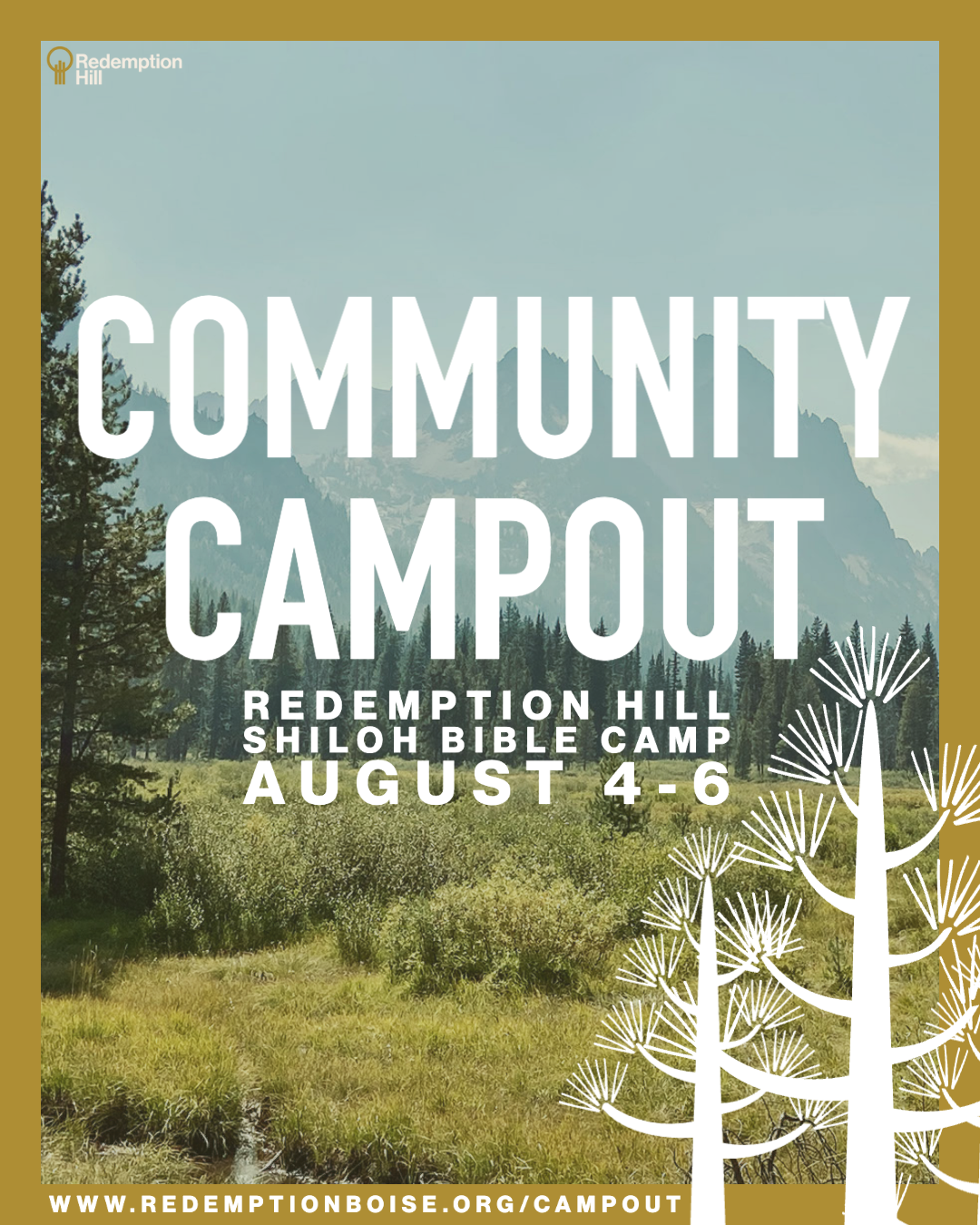 Community Campout is coming, August 4-6 at Shiloh Bible Camp. Mark your calendars! More details to follow!