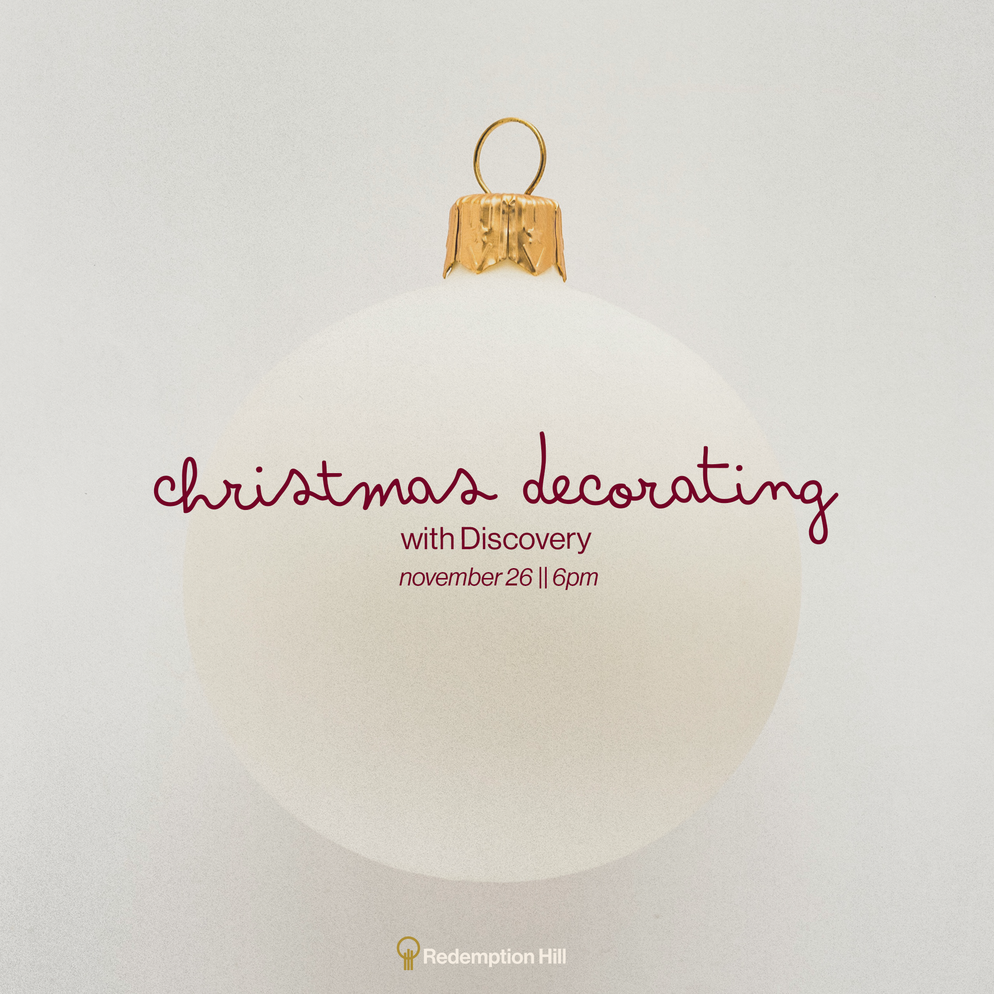 Discovery has invited us to participate in helping them decorate the facility for Christmas. It'll be a little party on Sunday, November 26th at 6pm. Snacks are provided!