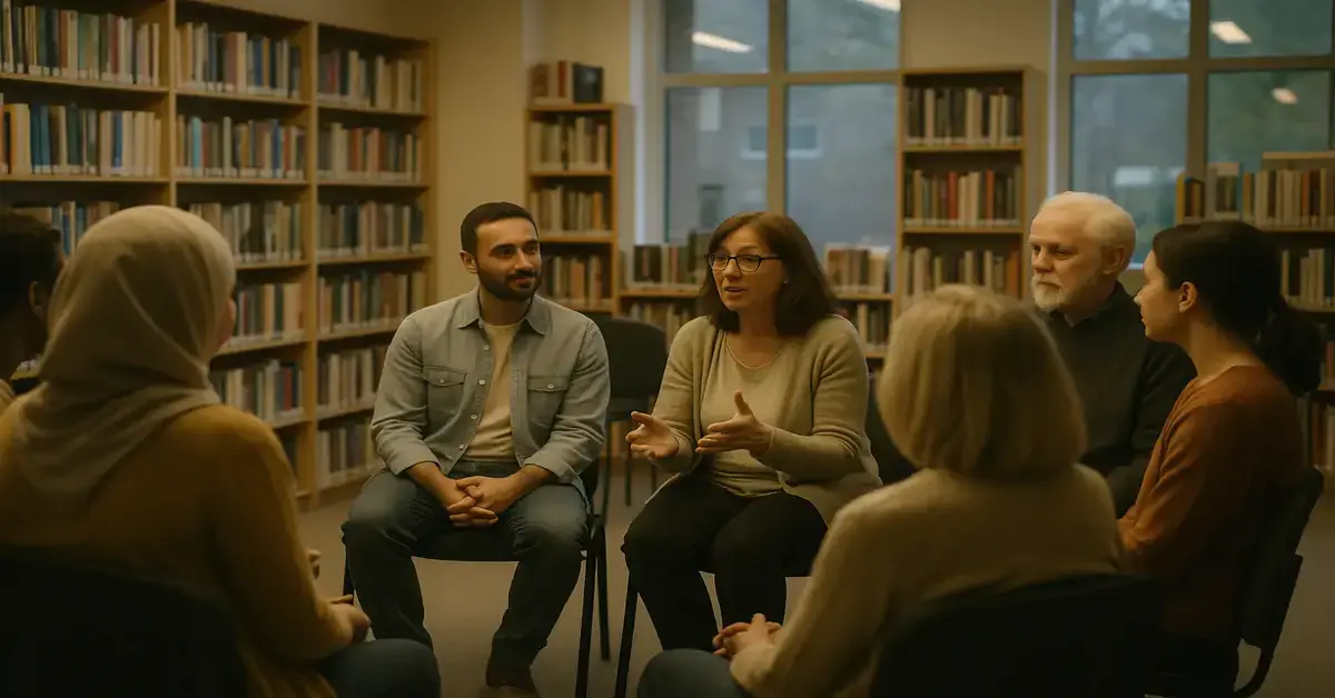 Dialog in Deutsch in der Stadtbücherei