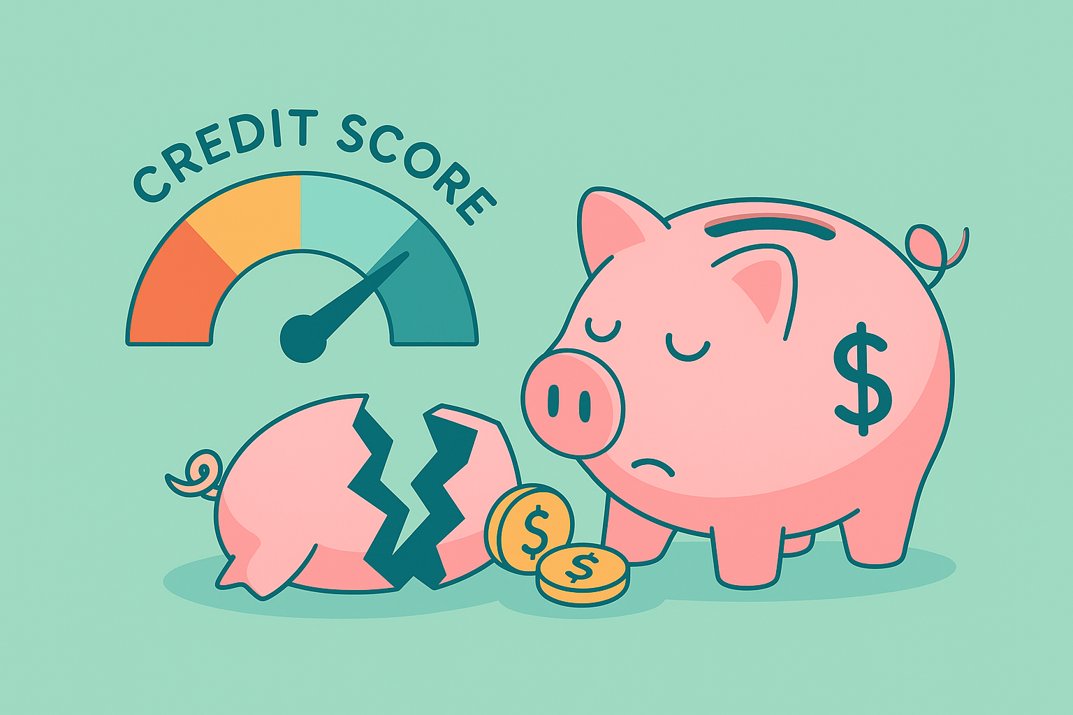 Illustration of a person watering a plant with an upward arrow symbolising credit rebuilding in teal and mint tones