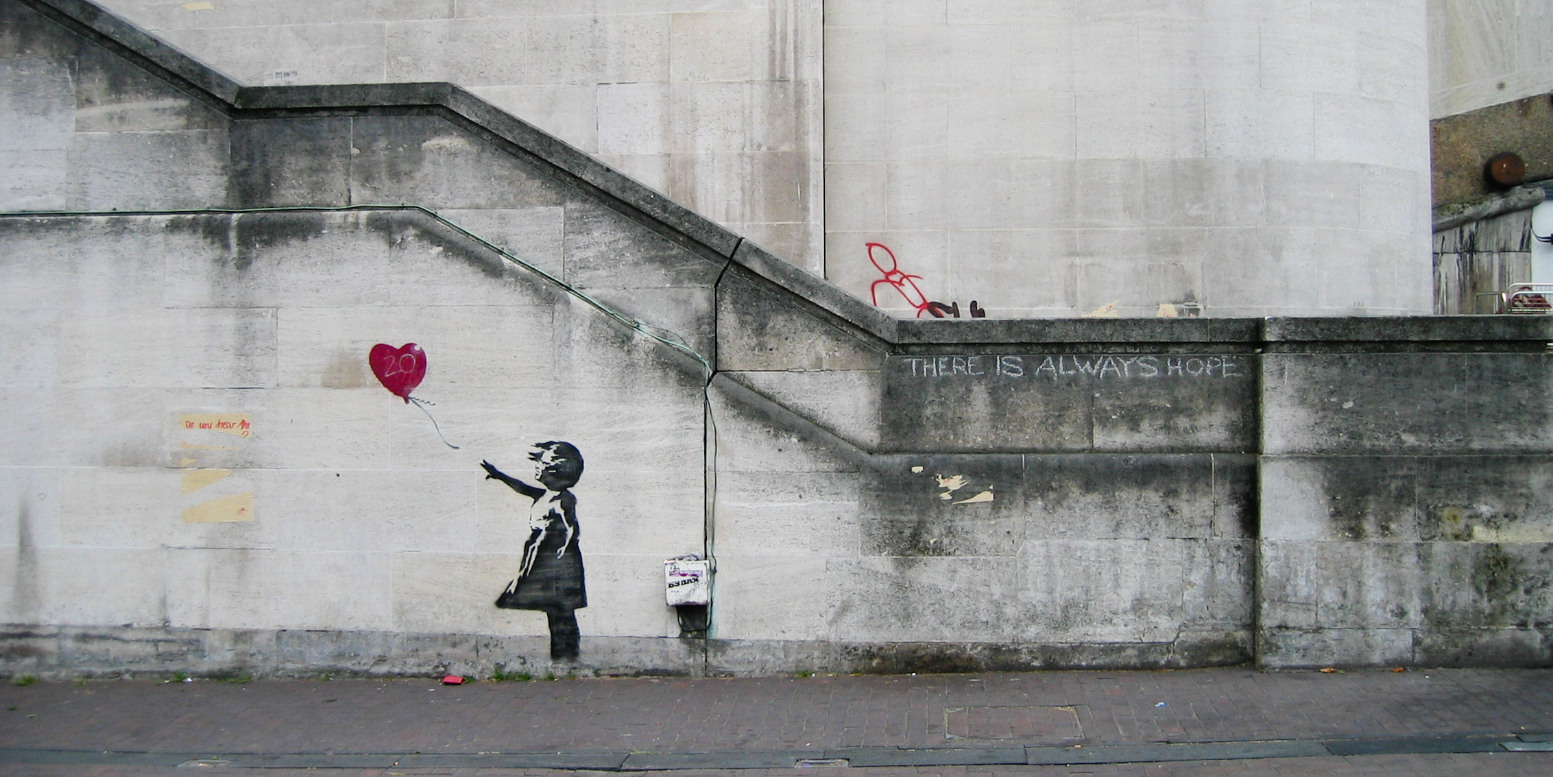 Banksy's Girl with Balloon artwork on wall