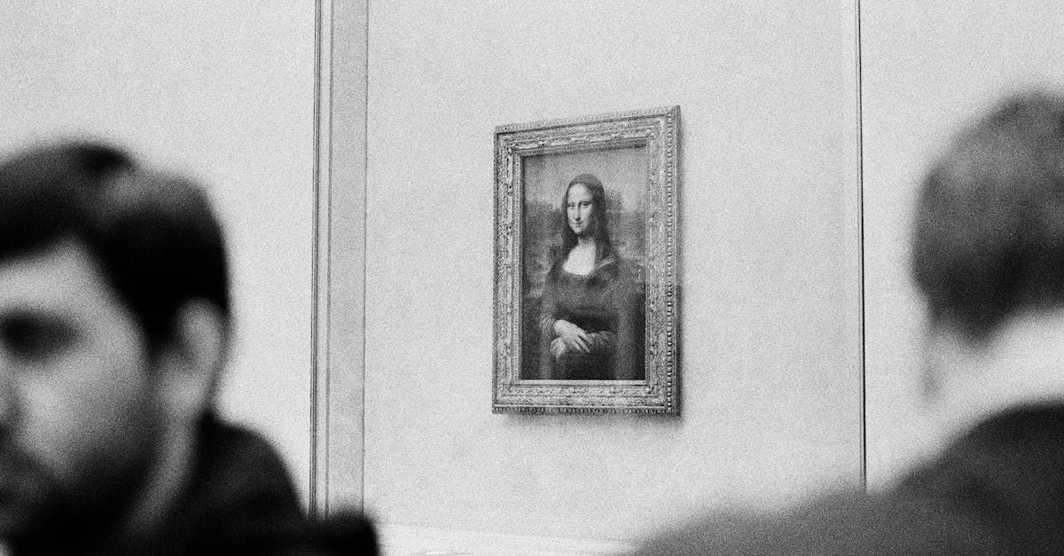 A black and white photo of the Mona Lisa