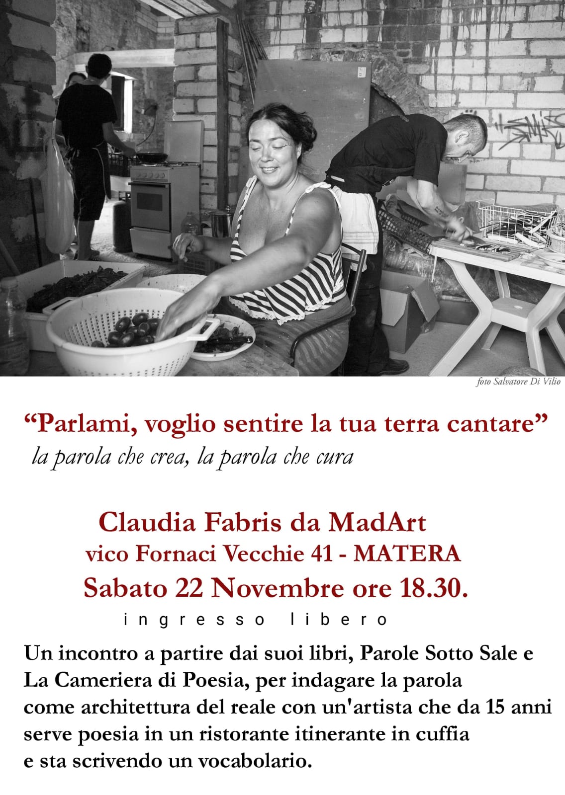 "Parlami, voglio sentire la tua terra cantare" la parola che crea, la parola che cura
