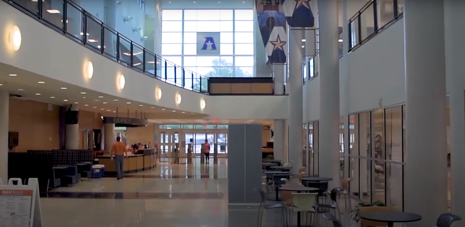 Inside the student center building of the University of Texas at Arlington