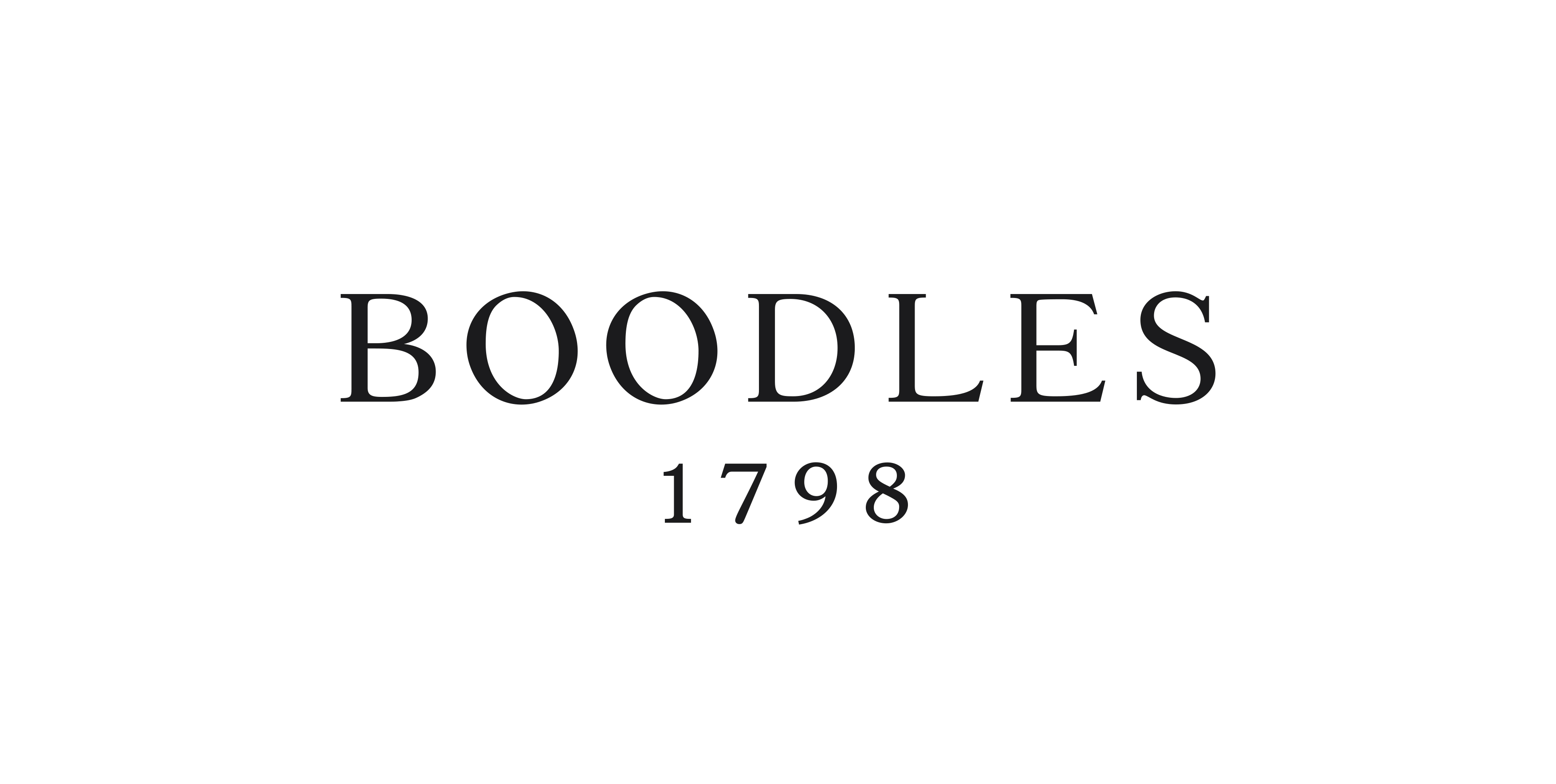 A black and white logo of Boodles