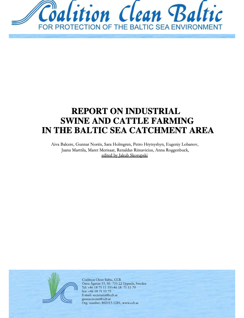 Report on Industrial Swine and Cattle Farming in the Baltic Sea Catchment Area