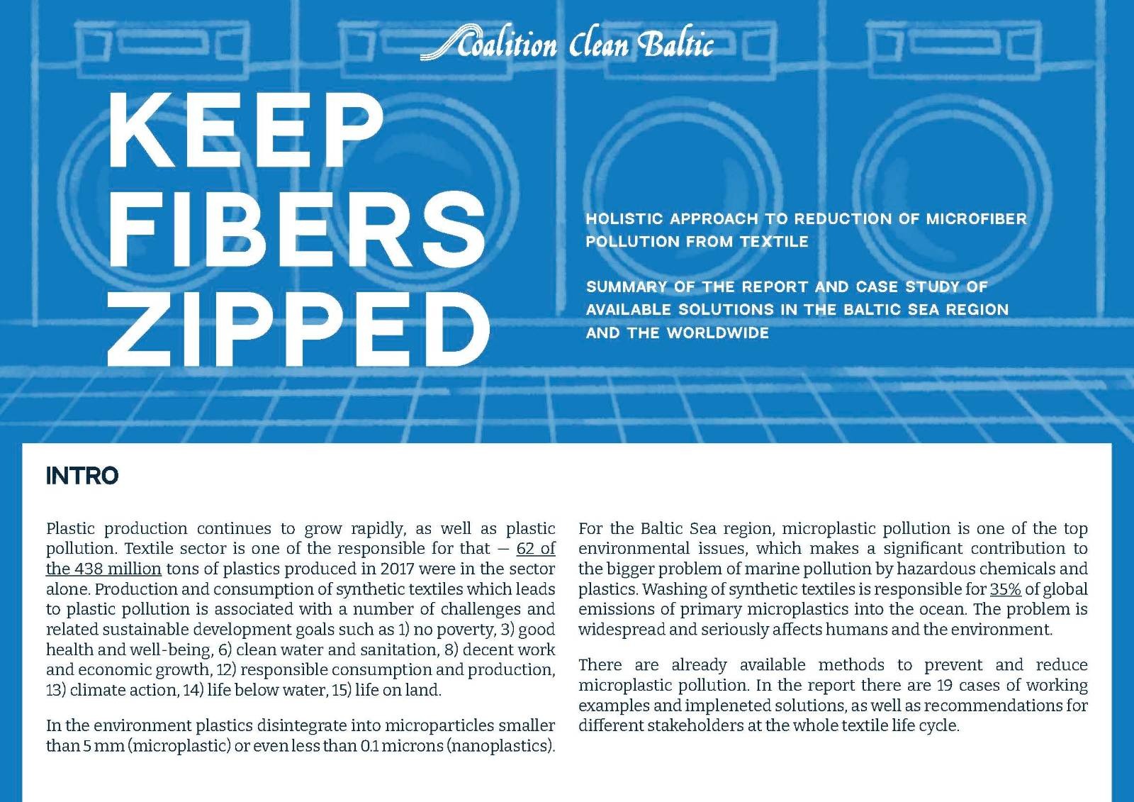 Keep fibers zipped: Holistic approach to reduction of microfiber pollution from textile. Summary Report