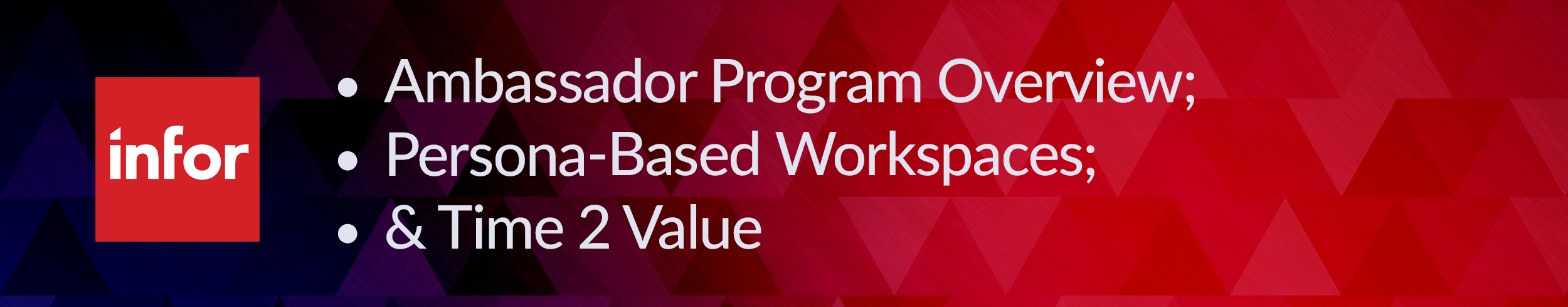 Ambassador Program Overview / Persona-Based Workspaces / Time 2 Value
