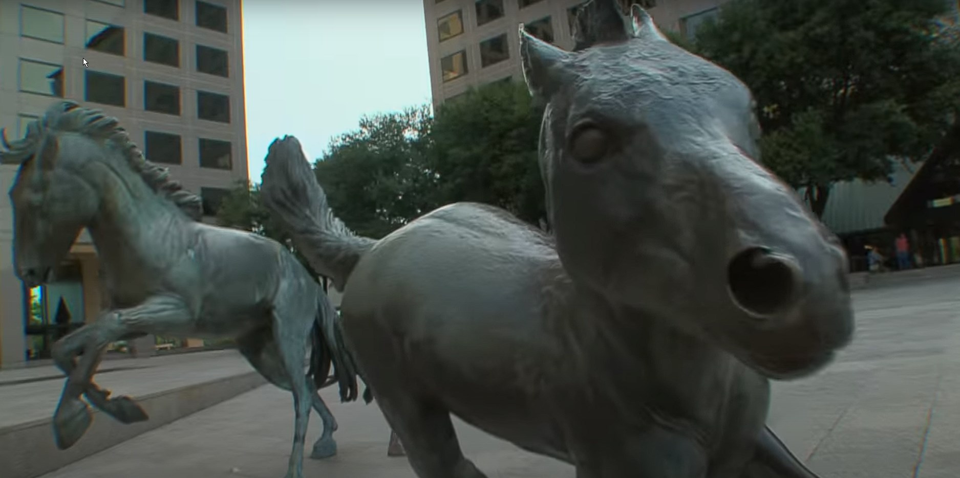 Close up of horse sculpture the Mustangs of Las Colinas in Irving, TX