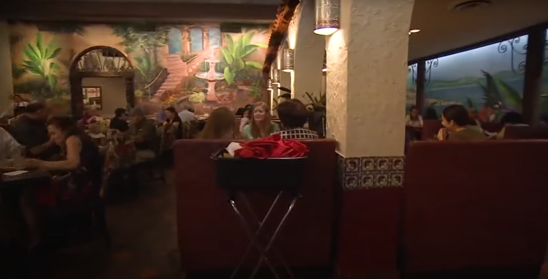 View of mural from seating at El Fenix in Irving, TX