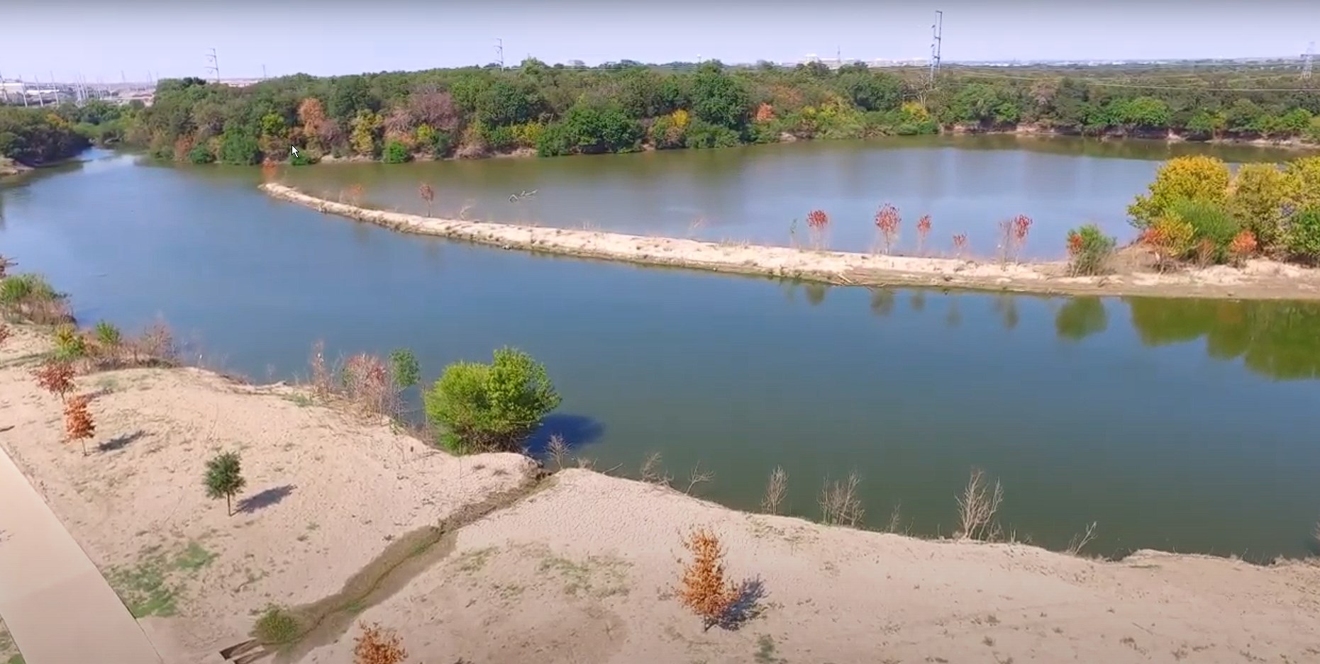 Trail and waterway at Birds Fort Trail Park in Irving, TX